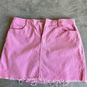 Pink Corduroy Denim Skirt